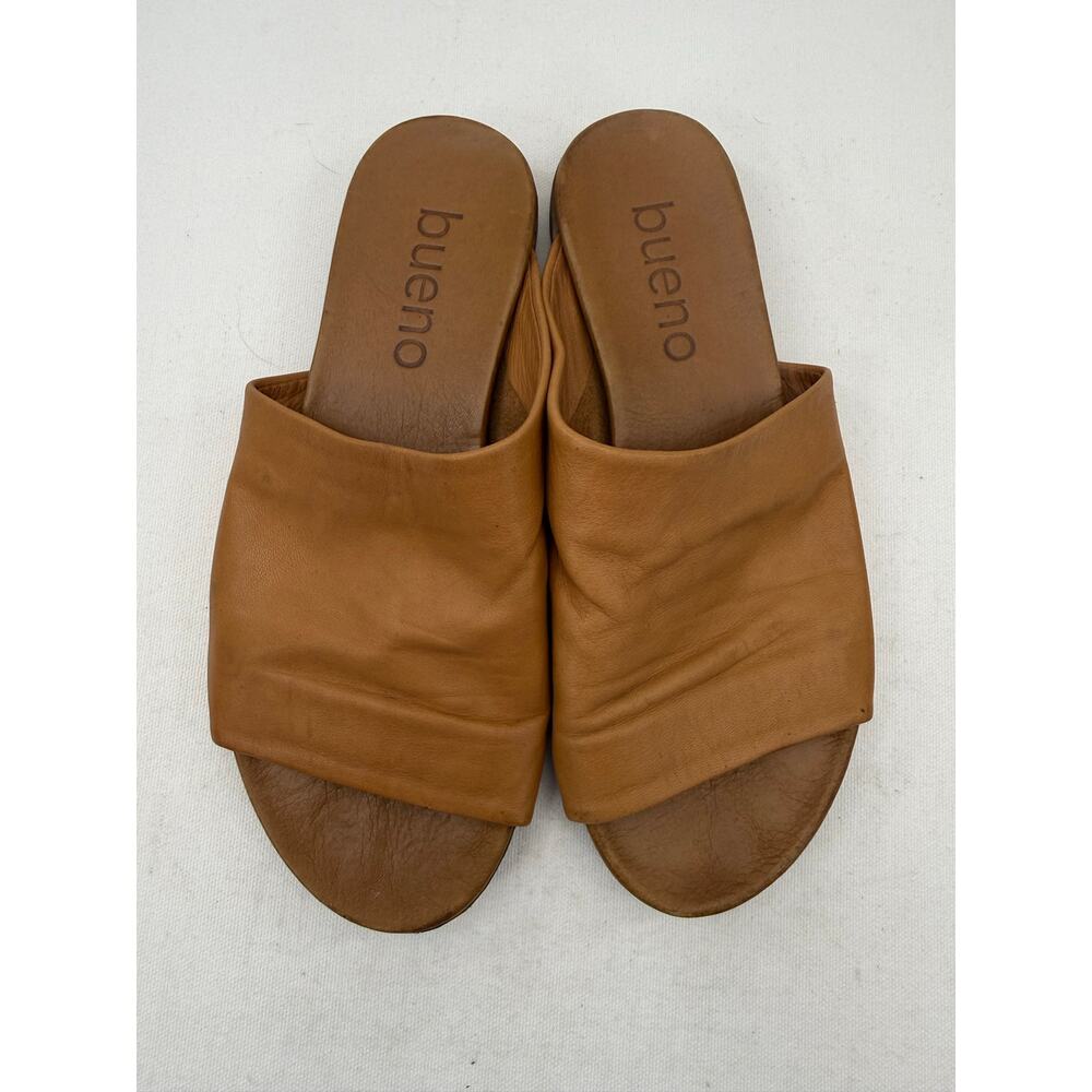 Bueno Turner Leather Slide Sandals Cognac Brown Size‎ 37 US 6.5